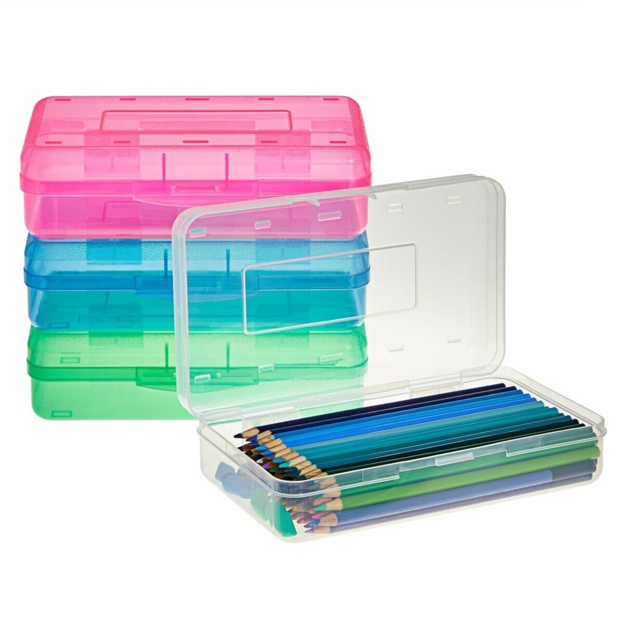 4 Pack Clear Plastic Pencil Cases for Students, School Supplies, 4 Colors